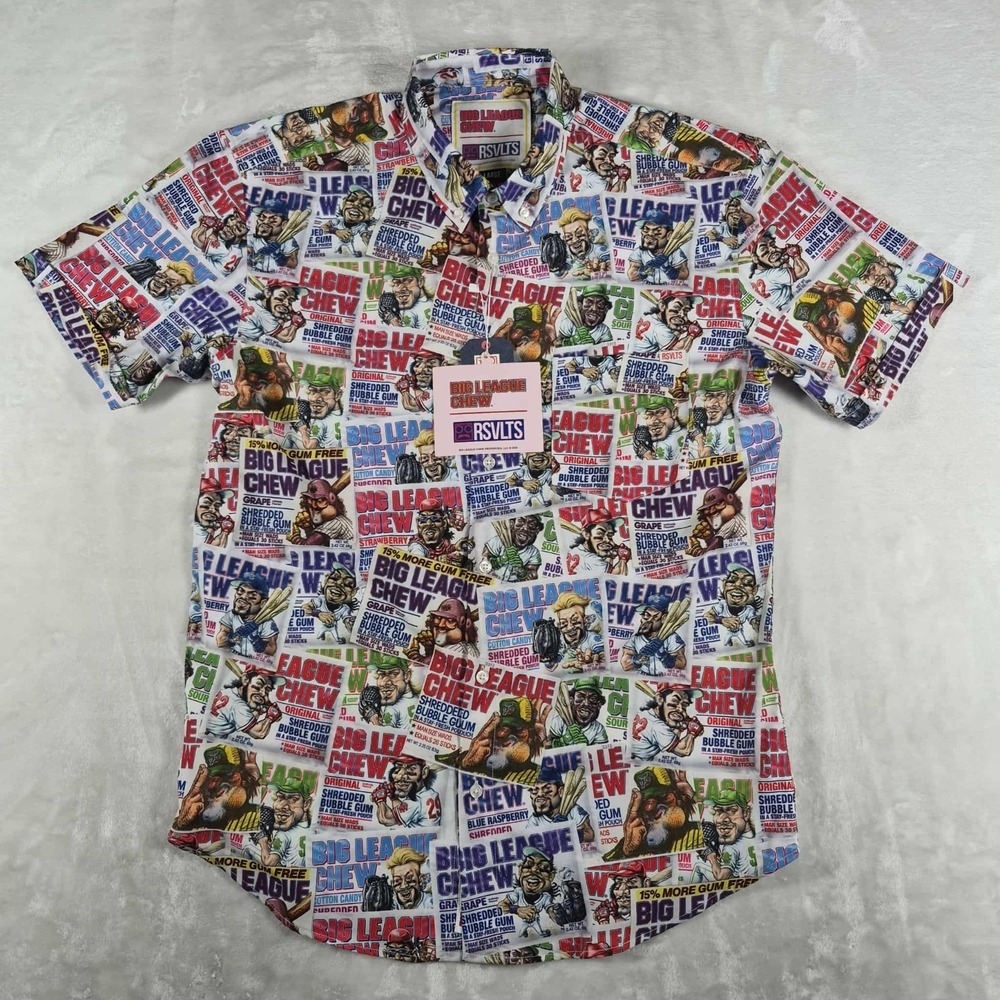 RSVLTS Big League Chew Short Sleeve Button Down Shirt Men's Large‎ Kunuflex NWT